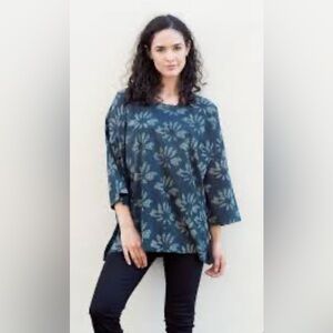 Anokhi Lotus Print Cowl Neck Tunic size large